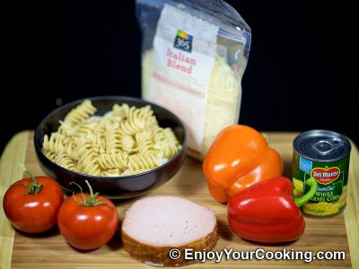 Noodle Salad with Canadian Bacon and Veggies: Step 1