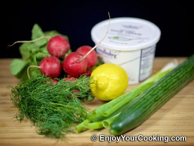 Radish and Cucumber Salad: Step 1