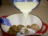 Cook until thickens, pour over meatballs